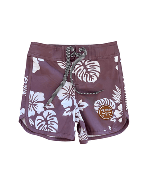 Kid’s Retro Boardshorts in Las Olitas Dusty Mauve Floral