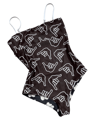 Women's Strappy in Chocolate Shaka (Reversible Ilima Flower)