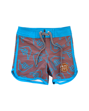 Kid’s Retro Boardshorts in Dusty Mauve Shaka