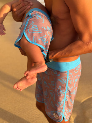 Men's Retro Boardshorts in Dusty Mauve Shaka