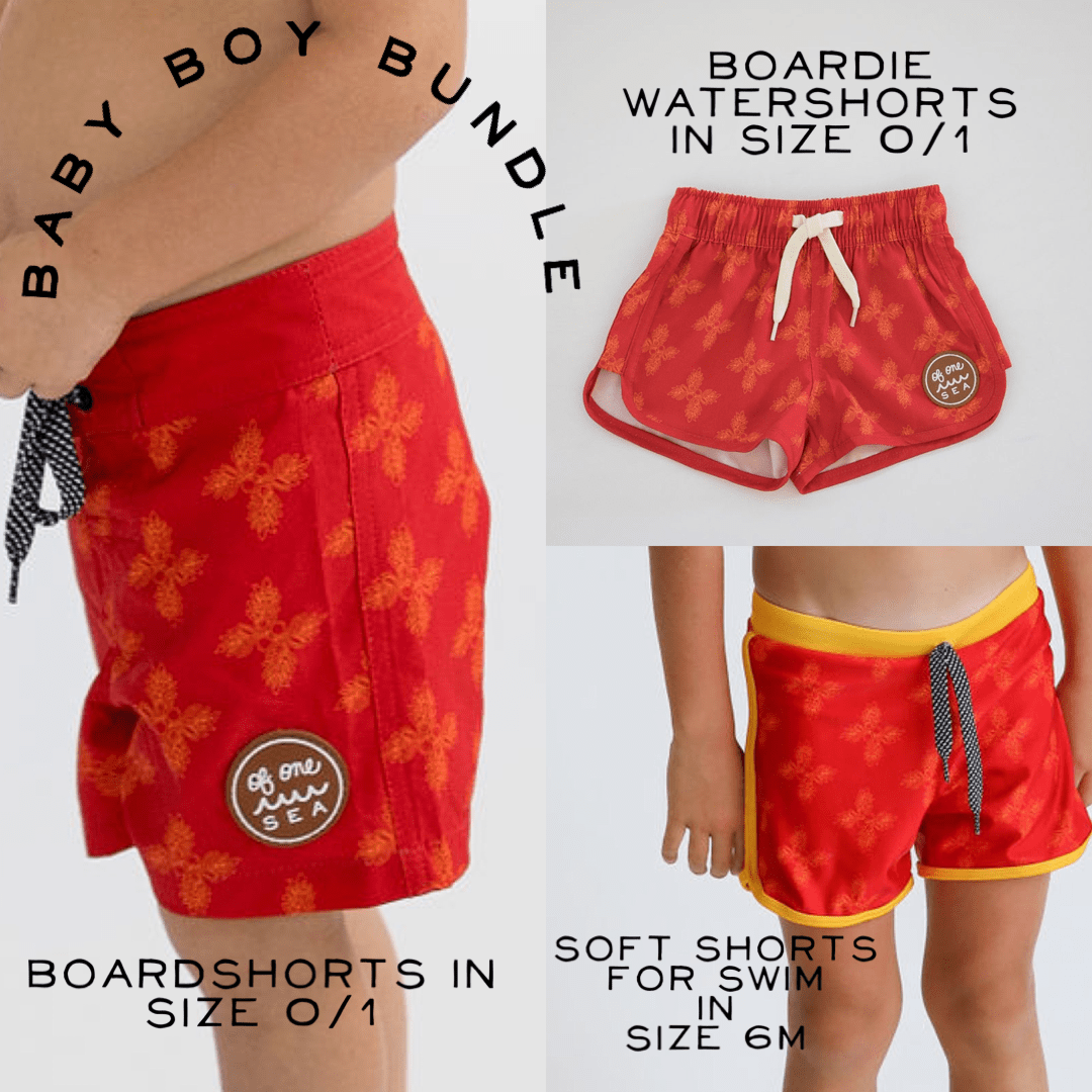 Baby Shower Boy Bundle in Red Breadfruit Bandana