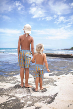 Kid’s Retro Boardshorts in Banana Flower