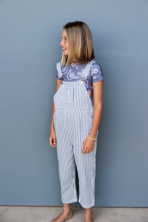 Kid's Denim Overalls in Pinstripe