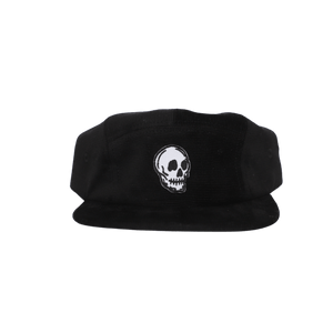 Skull Five-Panel Hat in Black Corduroy