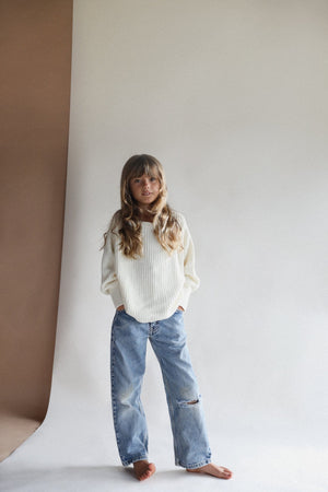 Kids Scoop Back Sweater | Cream