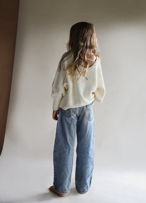 Kids Scoop Back Sweater | Cream