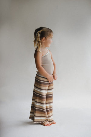 Ribbed Knit Pants | Brown Stripes