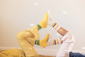 Flared Leggings in Yellow Stripes