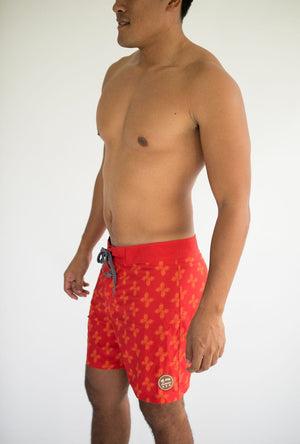 Men's Townshort in Red Breadfruit Bandana