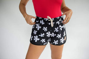 Women's Boardie Watershorts in Black Plumeria