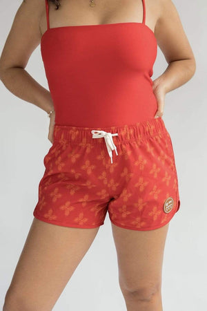 Women's Boardie Watershorts in Red Breadfruit Bandana