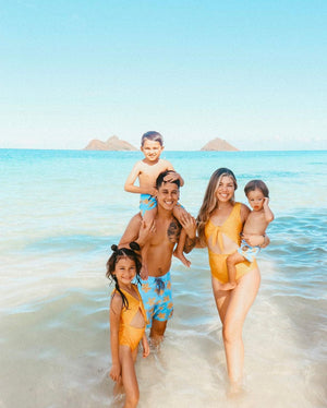 Women's Cutout One Piece in Yellow Ohia Print