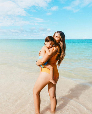 Women's Cutout One Piece in Yellow Ohia Print