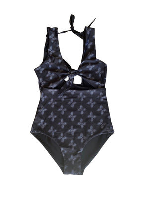 Women's Cutout One Piece in Black Breadfruit Bandana