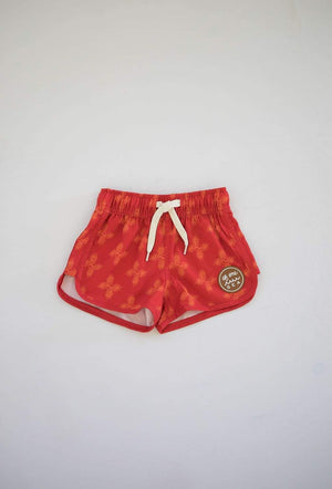 Kid’s Boardie Watershorts in Red Breadfruit Bandana