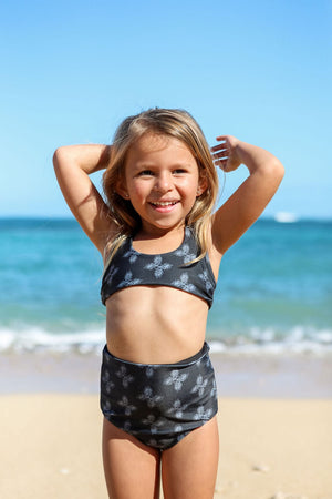 Girl's Bikini Separates in Black Breadfruit Bandana