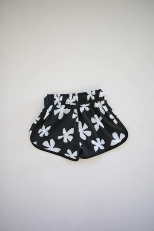 Kid’s Boardie Watershorts in Black Plumeria