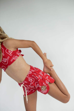 Kid’s Boardie Watershorts in Red Shaka