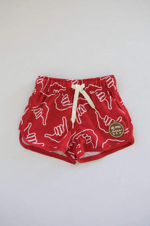 Kid’s Boardie Watershorts in Red Shaka