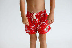 Kid’s Boardie Watershorts in Red Shaka