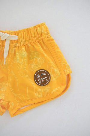 Kid’s Boardie Watershorts in Yellow Ohia Print