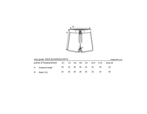 Kid’s Retro Boardshorts in Lava Rainbow