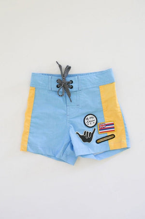 Kid’s Townshorts in Light Blue and Yellow Colorblock Patch