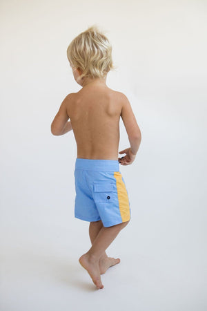 Kid’s Townshorts in Light Blue and Yellow Colorblock Patch