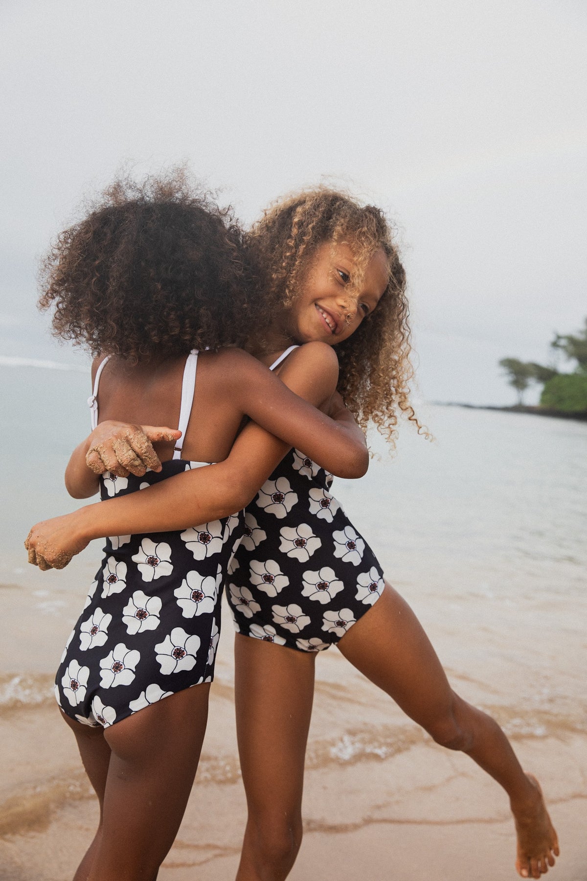 Girl's Strappy in Chocolate Shaka (Reversible Ilima Flower)