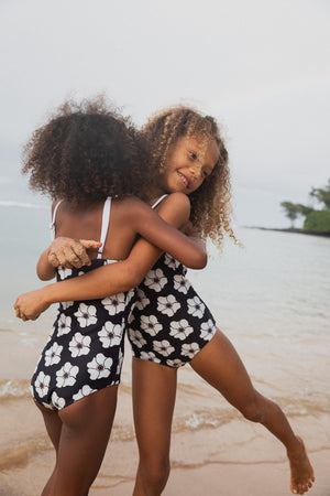 Girl's Strappy in Chocolate Shaka (Reversible Ilima Flower)