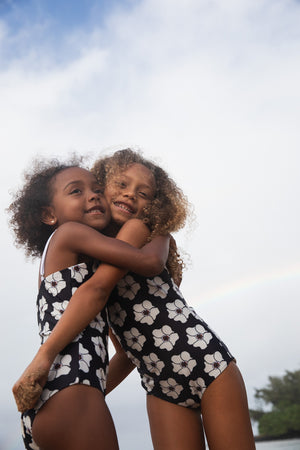 Girl's Strappy in Chocolate Shaka (Reversible Ilima Flower)