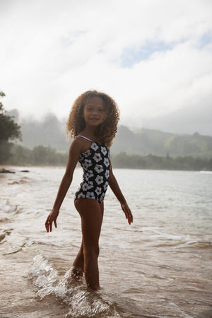 Girl's Strappy in Chocolate Shaka (Reversible Ilima Flower)