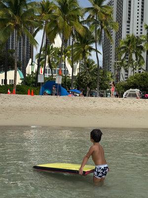 Toddler Soft Shorts for Swim in Black Plumeria