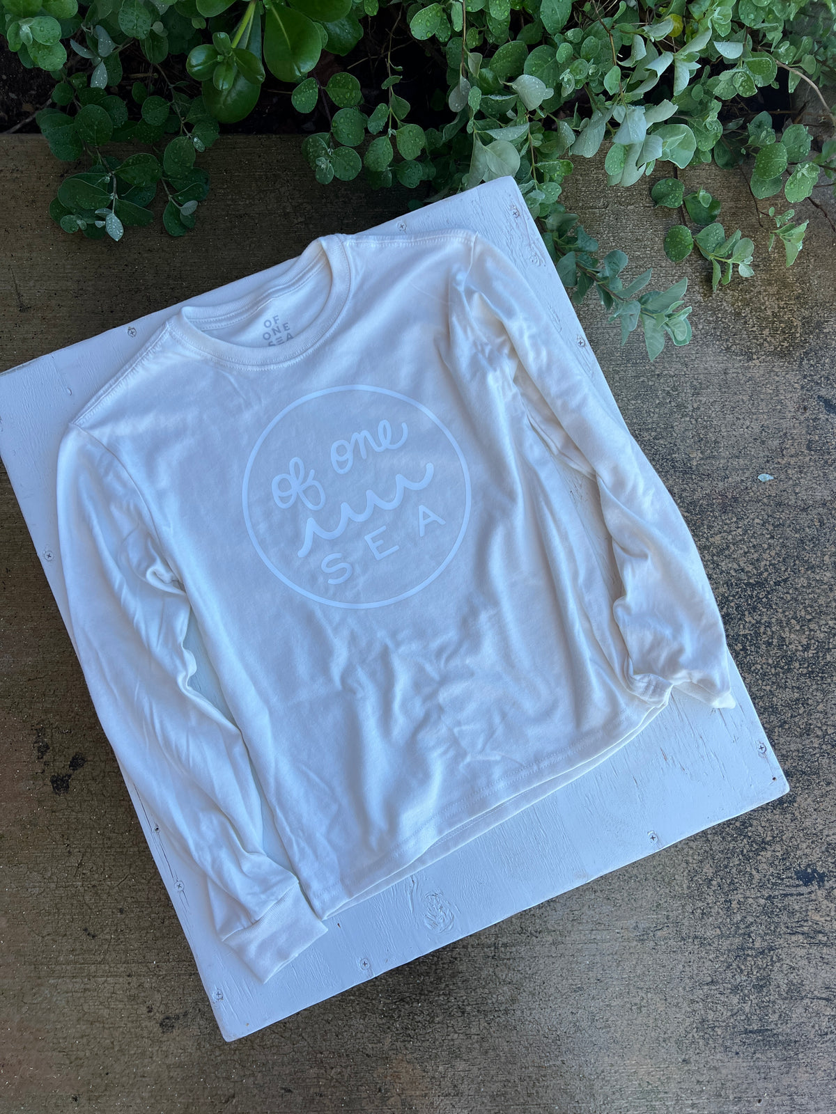 Kid’s Long Sleeve Logo Tee in Vintage White Tonal