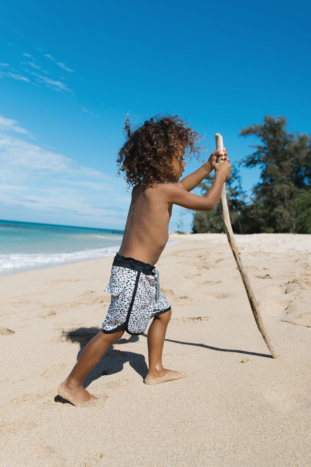 Kid’s Retro Boardshorts in Animal Print