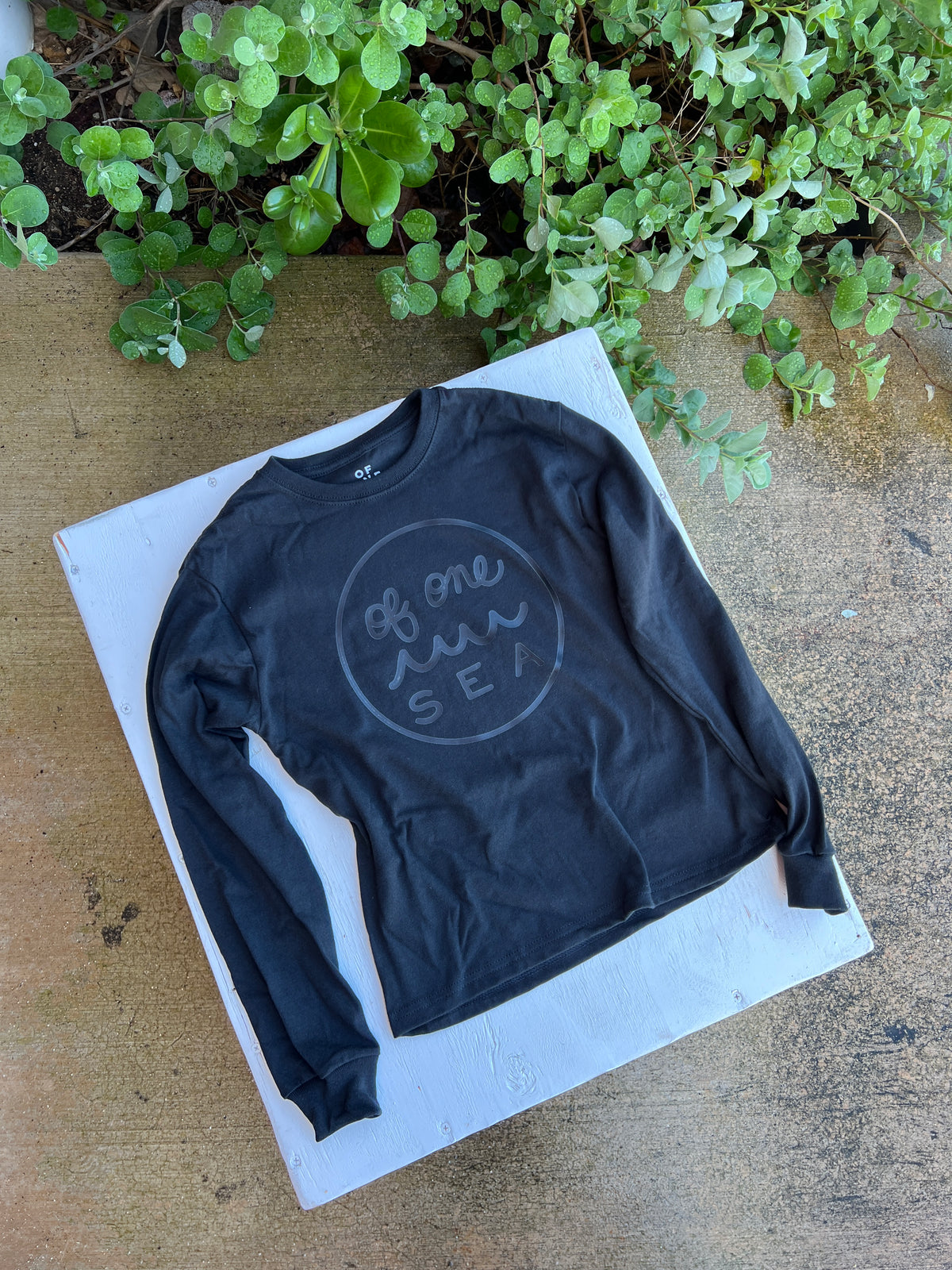 Kid’s Long Sleeve Logo Tee in Black Tonal