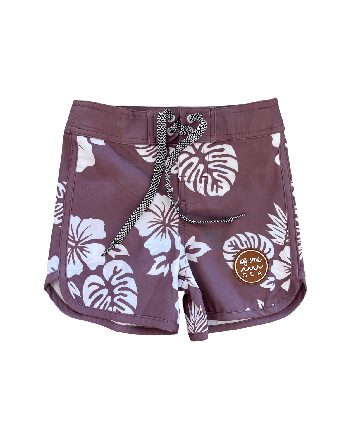 Kid’s Retro Boardshorts in Las Olitas Dusty Mauve Floral