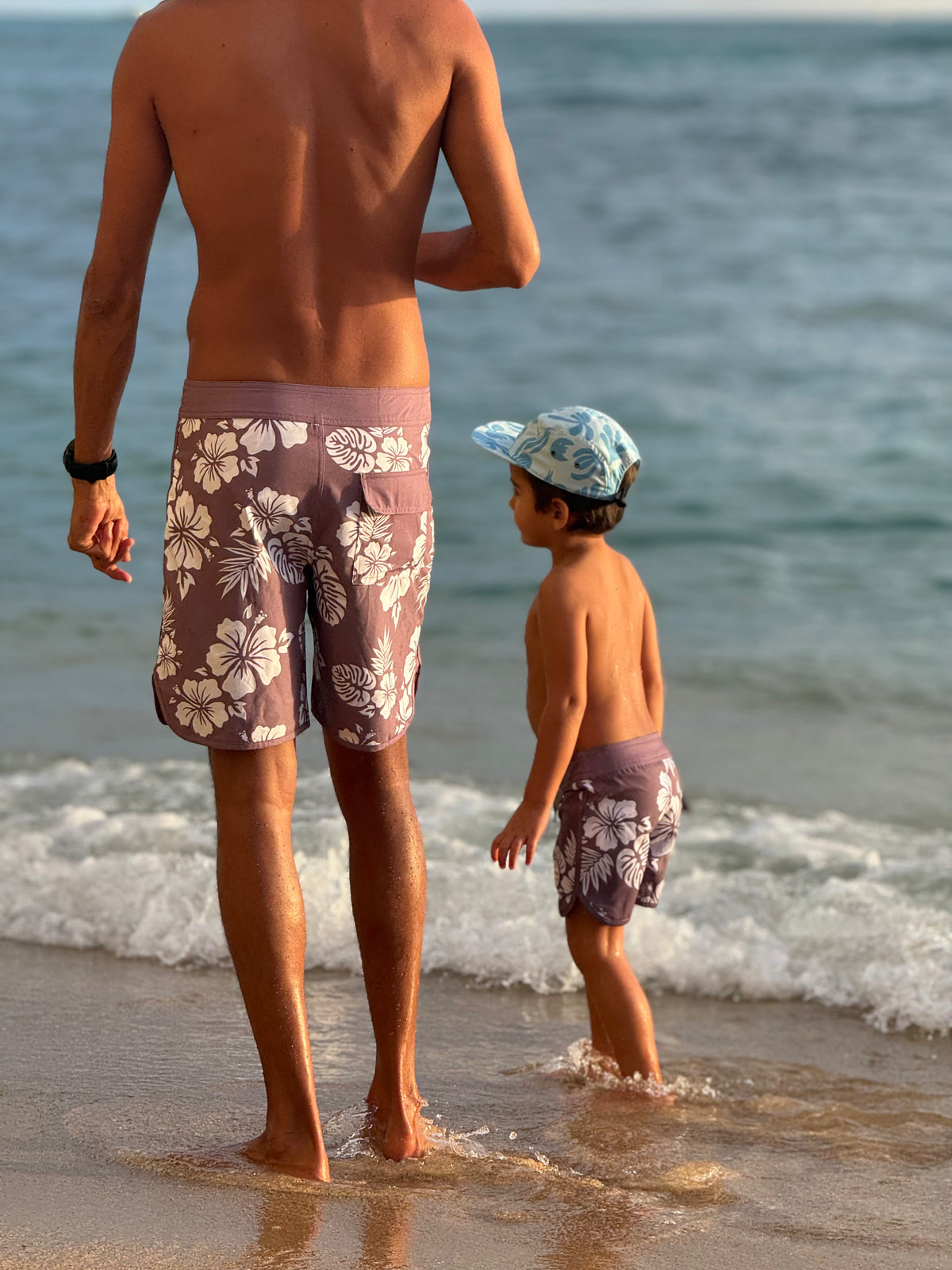 Men's Retro Boardshorts in Las Olitas Dusty Mauve Floral