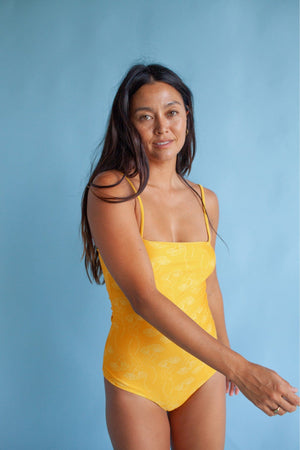 Women's Strappy One Piece in Yellow Ohia Print