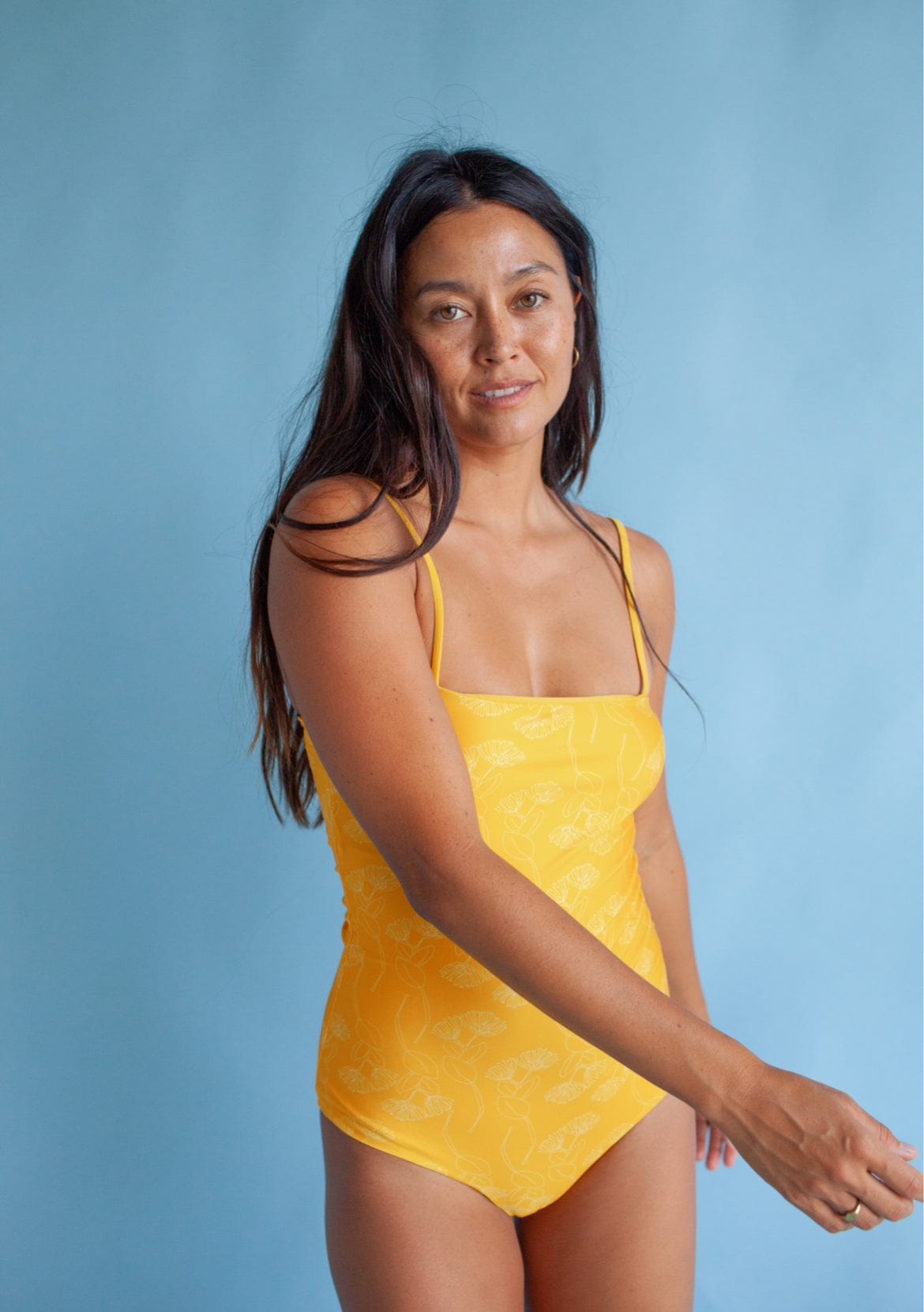 Women's Strappy One Piece in Yellow Ohia Print