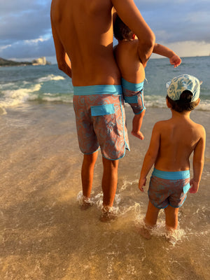 Men's Retro Boardshorts in Dusty Mauve Shaka