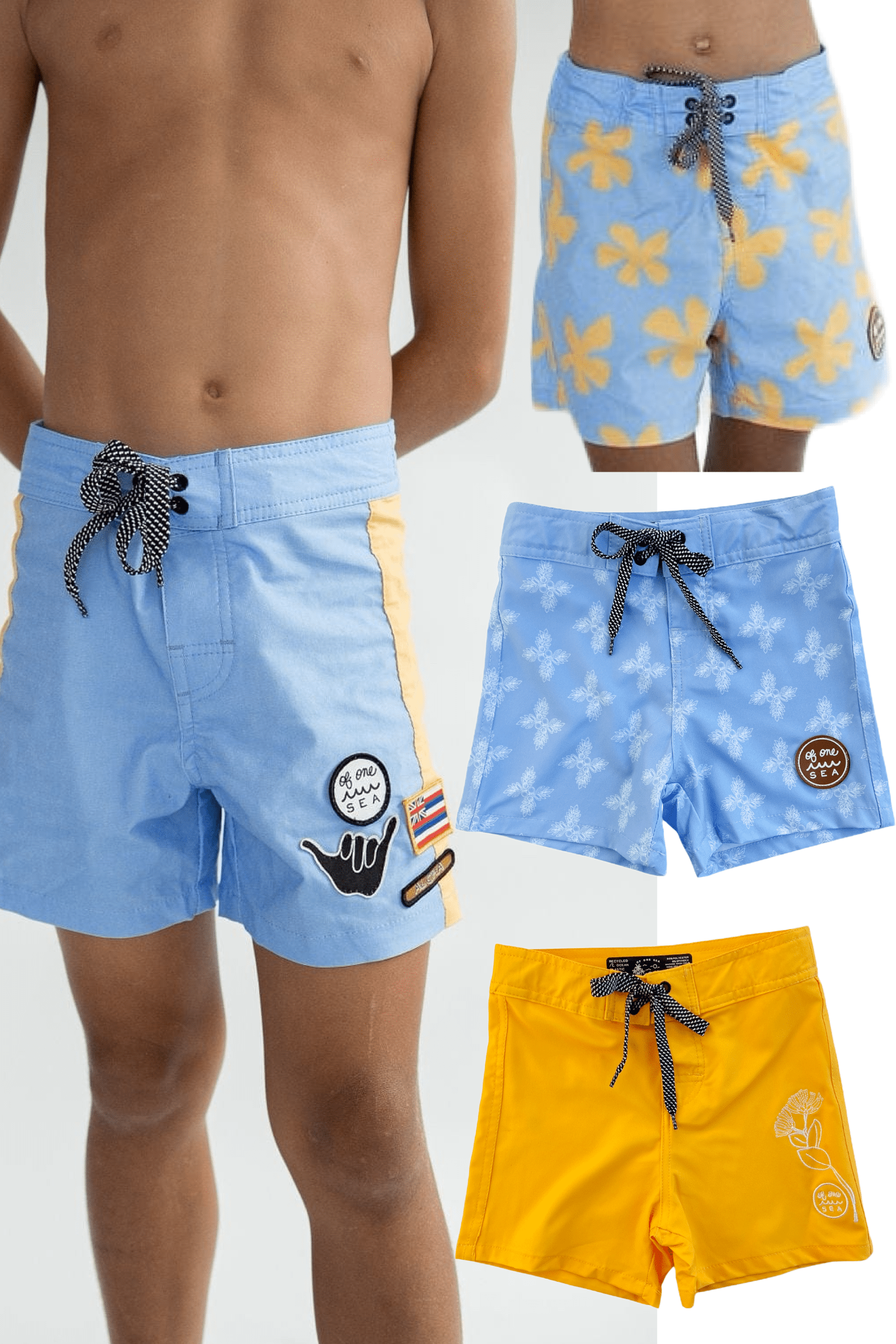 Boy's Youth Boardshort Bundle in Blue and Yellow