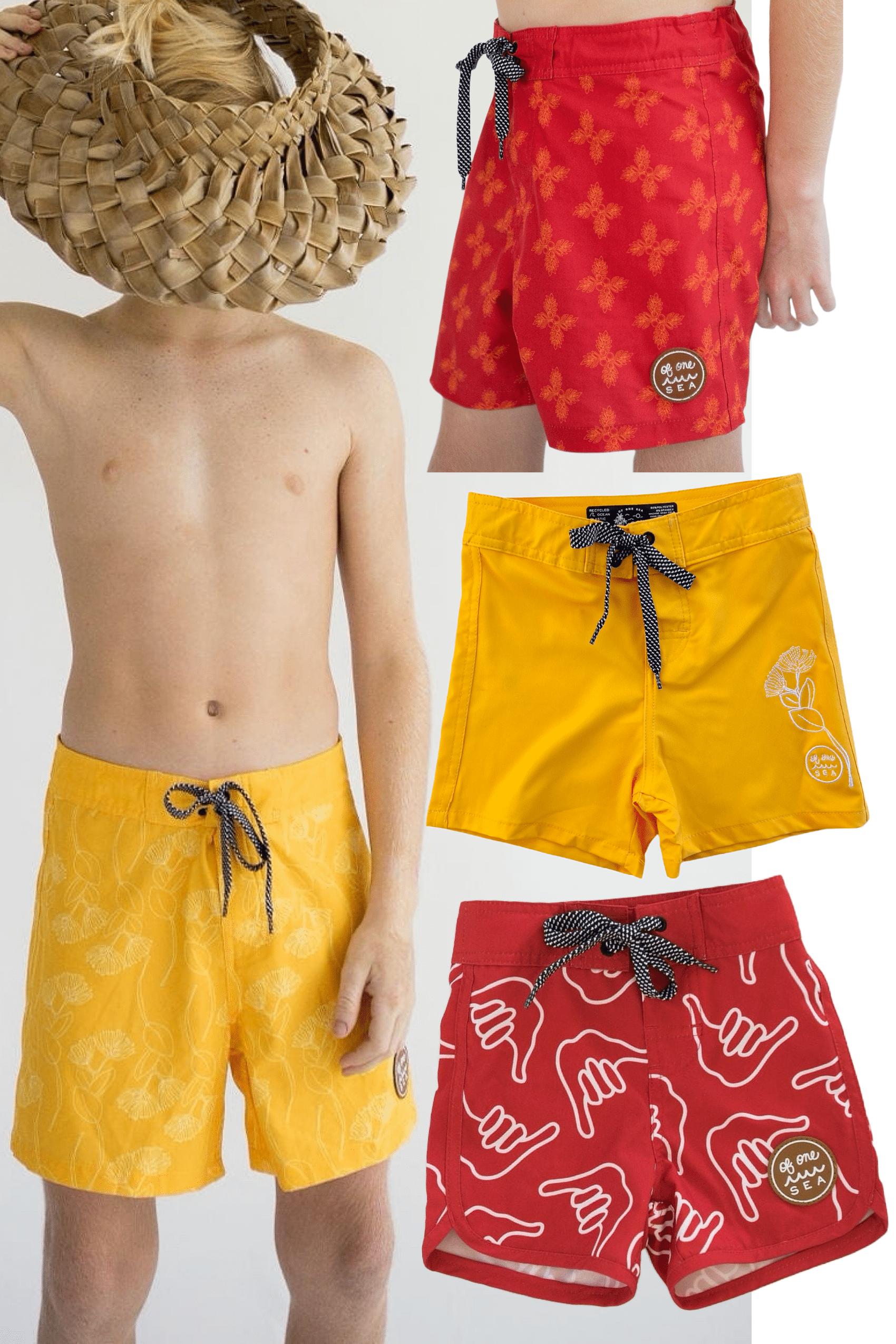 Boy's Youth Boardshort Bundle in Red and Yellow
