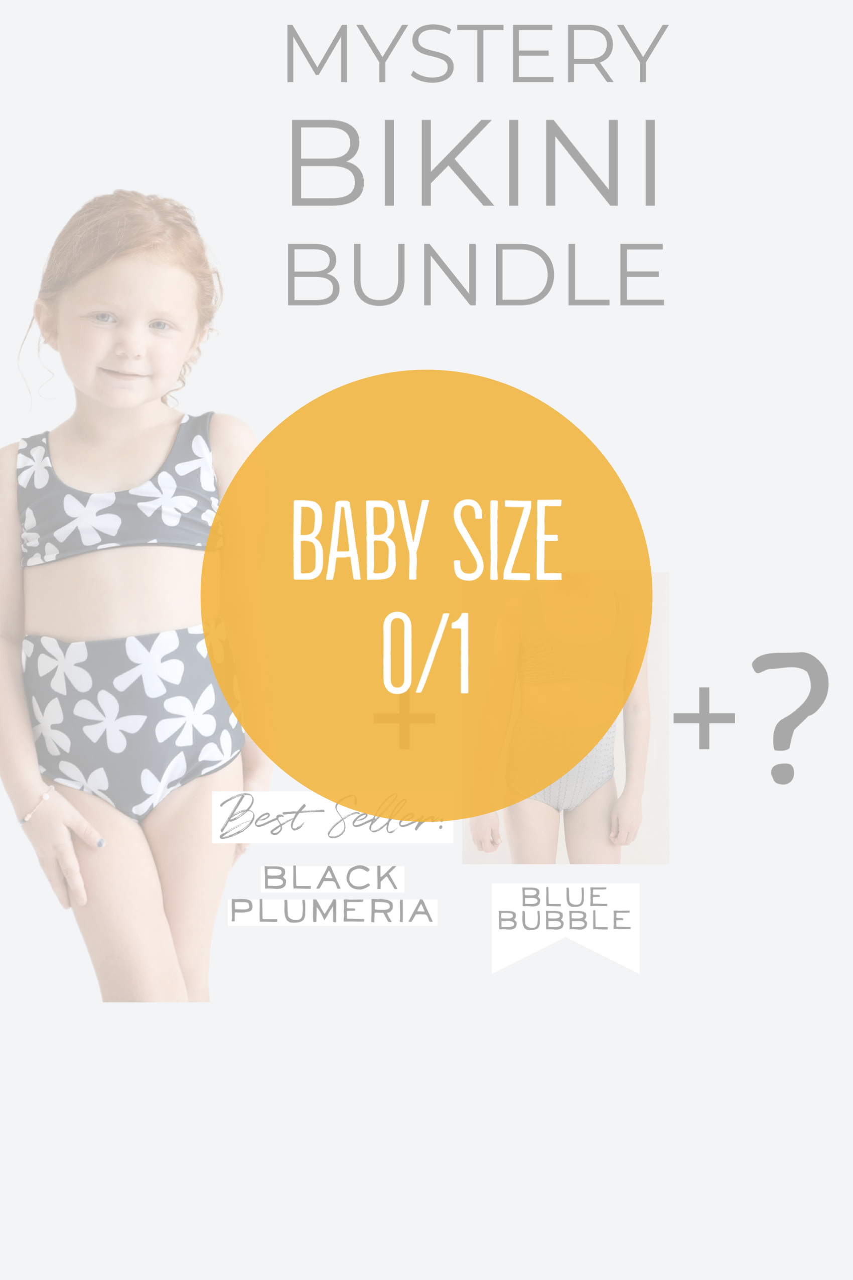 Size 0/1 Girl's Mystery Bundle- Best Seller Bikini in Black Plumeria