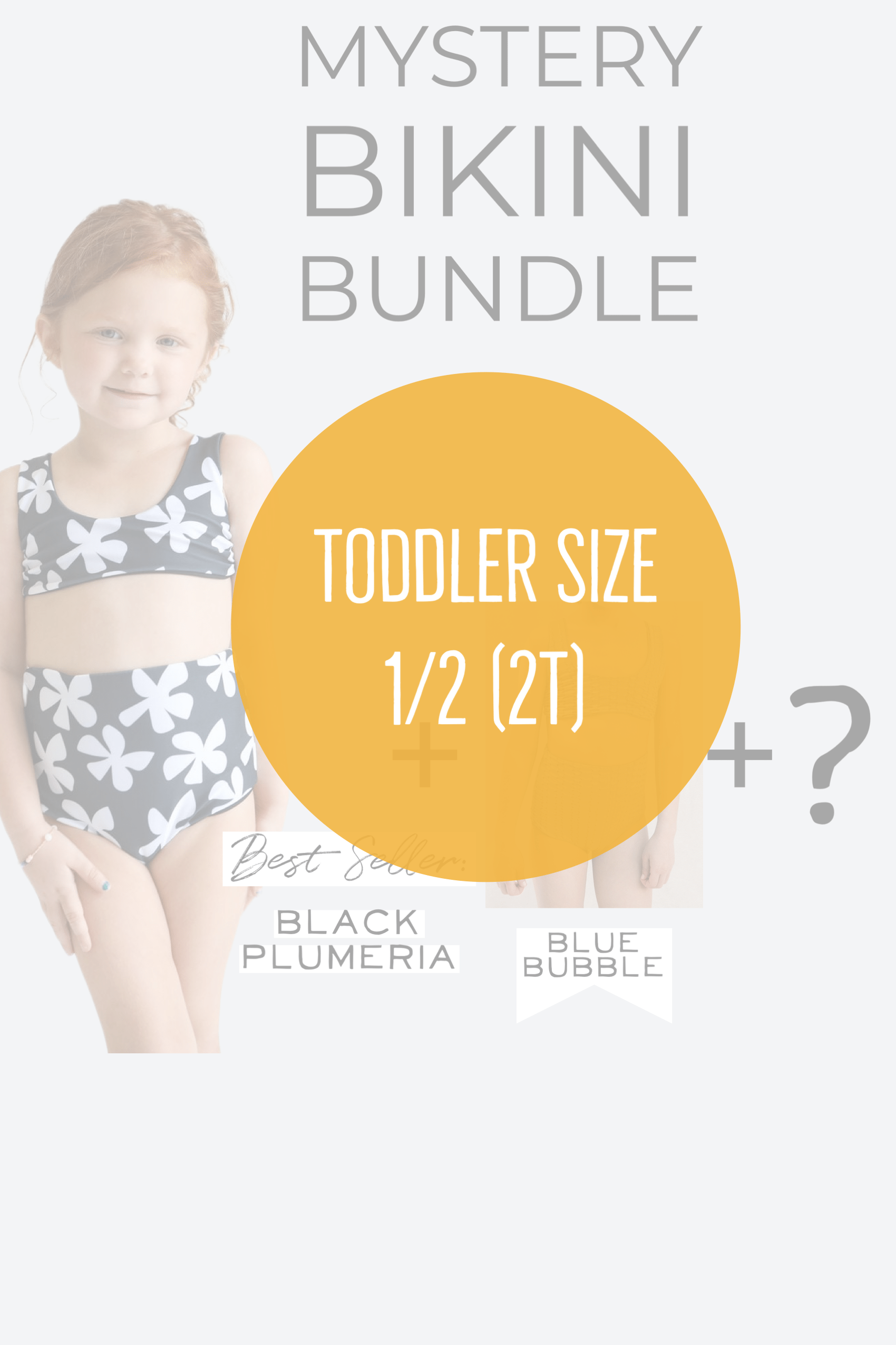 Size 1/2 (2T) Girl's Mystery Bundle- Best Seller Bikini in Black Plumeria