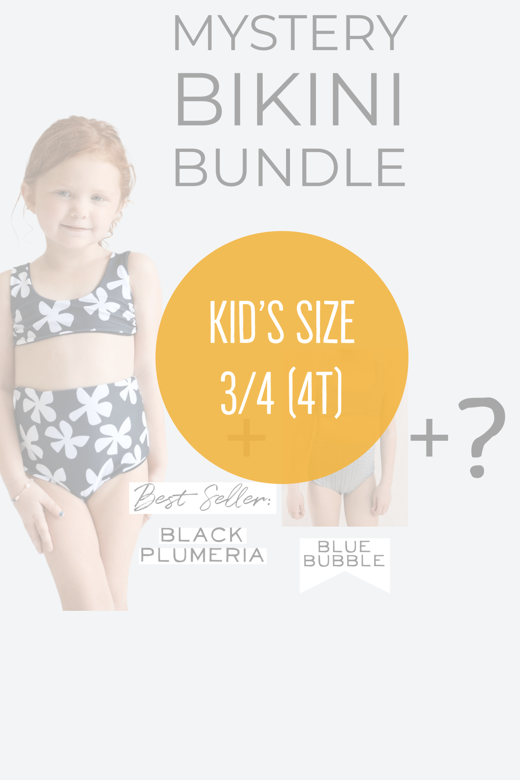 Size 3/4 Girl's Mystery Bundle- Best Seller Bikini in Black Plumeria