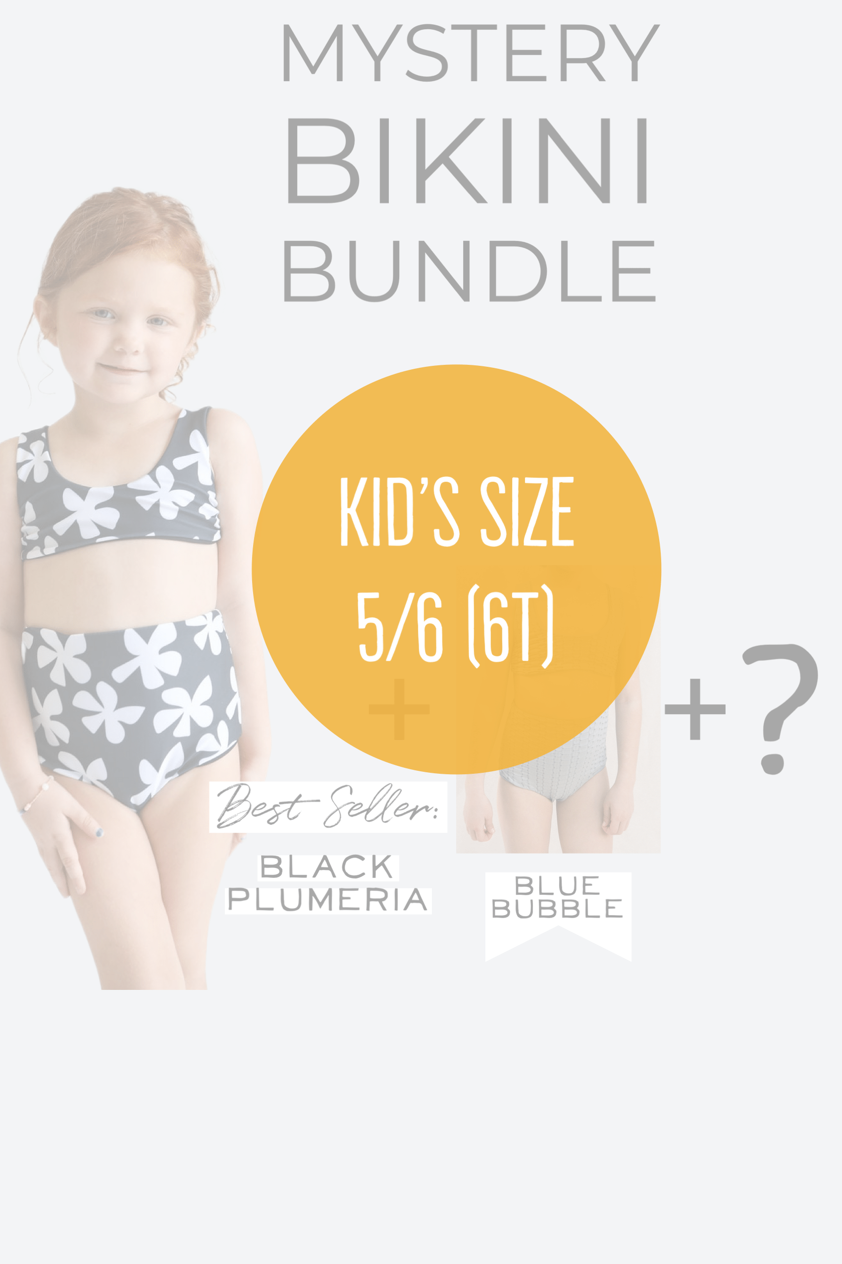 Size 5/6 Girl's Mystery Bundle- Best Seller Bikini in Black Plumeria