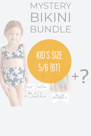 Size 5/6 Girl's Mystery Bundle- Best Seller Bikini in Black Plumeria