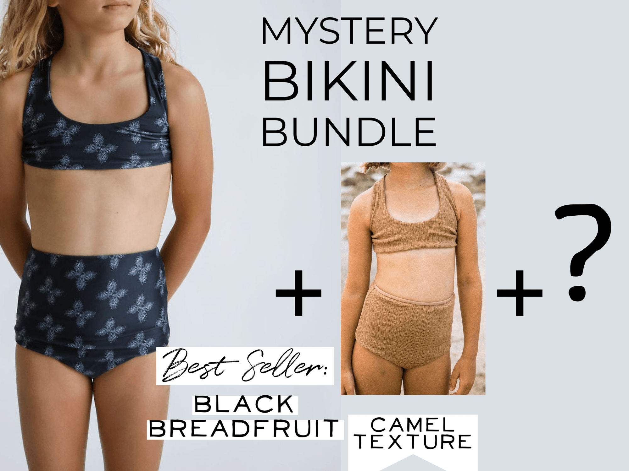 Size 9/10 Girl's Mystery Bundle- Best Seller Bikini in Black Breadfruit