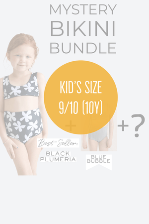 Size 9/10 Girl's Mystery Bundle- Best Seller Bikini in Black Plumeria